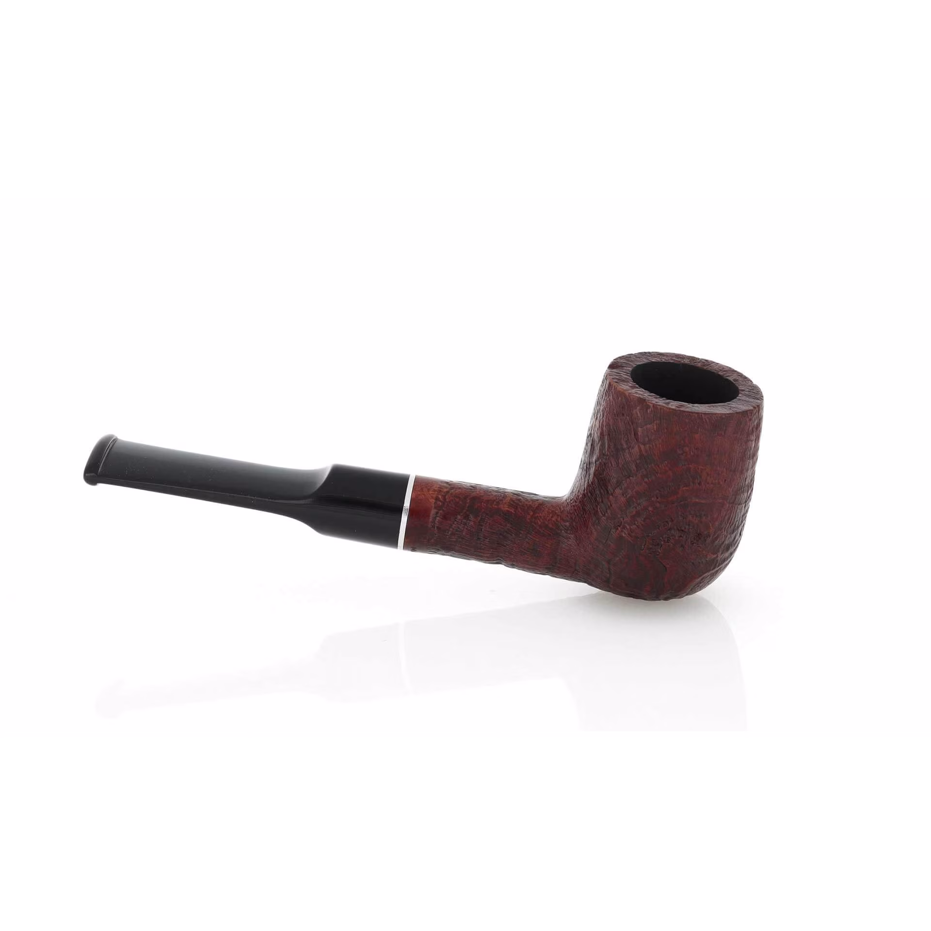 Pipa Billiard dritta in radica sabbiata scura bocchino a sella - Pipe
