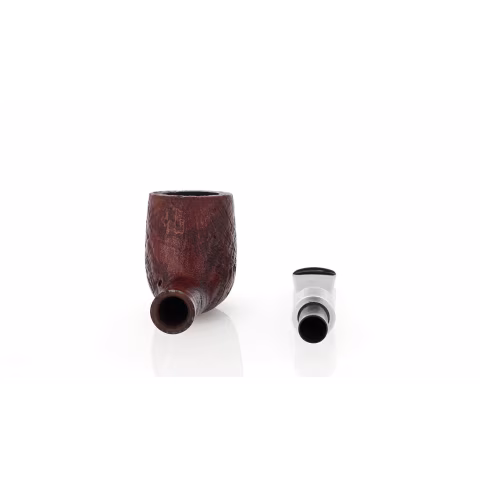 Pipa Billiard dritta in radica sabbiata scura bocchino a sella - Pipe