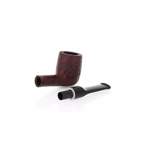 Pipa Billiard dritta in radica sabbiata scura bocchino a sella - Pipe