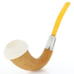 Petite pipe citrouille en calebasse, bague en argent et embout ambre clair Strambach Strambach Pipes