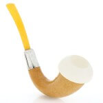 Petite pipe citrouille en calebasse, bague en argent et embout ambre clair Strambach Strambach Pipes