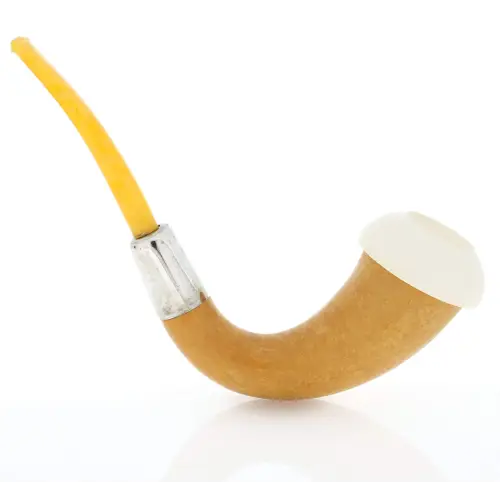 Calabash piccola in zucca, ghiera in argento e bocchino in ambra chiara - Pipe