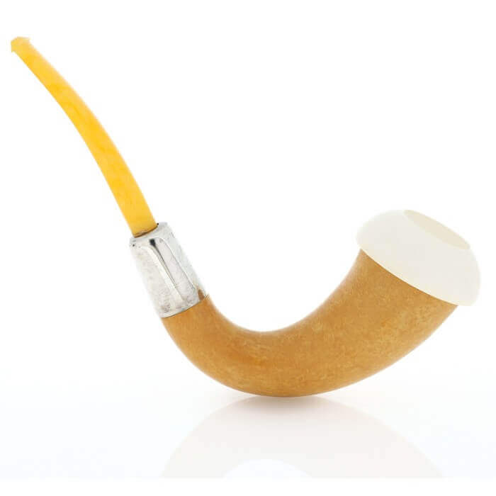 Strambach - Calabash small pumpkin pipe, silver ring and light amber mouthpiece