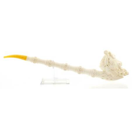 Cavalier shaped sea foam pipe with carved head of God Bacchus Lubinski Sea Foam Pipes