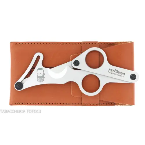 Fox Cigar Club Knives satin stainless steel double blade cigar scissor - Accessories Cigar - Metal