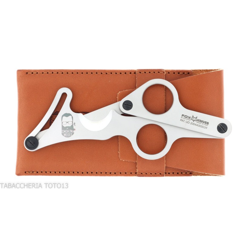 Tijera Fox Cigar Club Knives acero inoxidable satinado doble hoja - Accesorios Del Cigarro