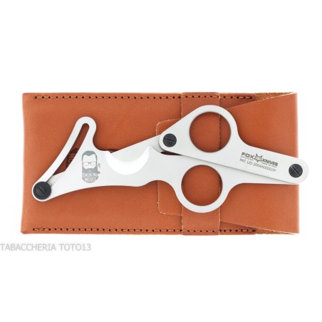Fox Cigar Club Knives satin stainless steel double blade cigar scissor - Accessories Cigar - Metal