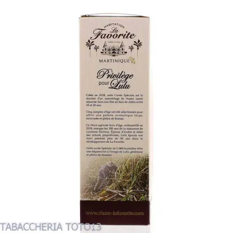 La Favorite Cuveè speciale privilege pour Lulu Vol.41,3% Cl.70 - Spiritueux - Jus de canne à sucre