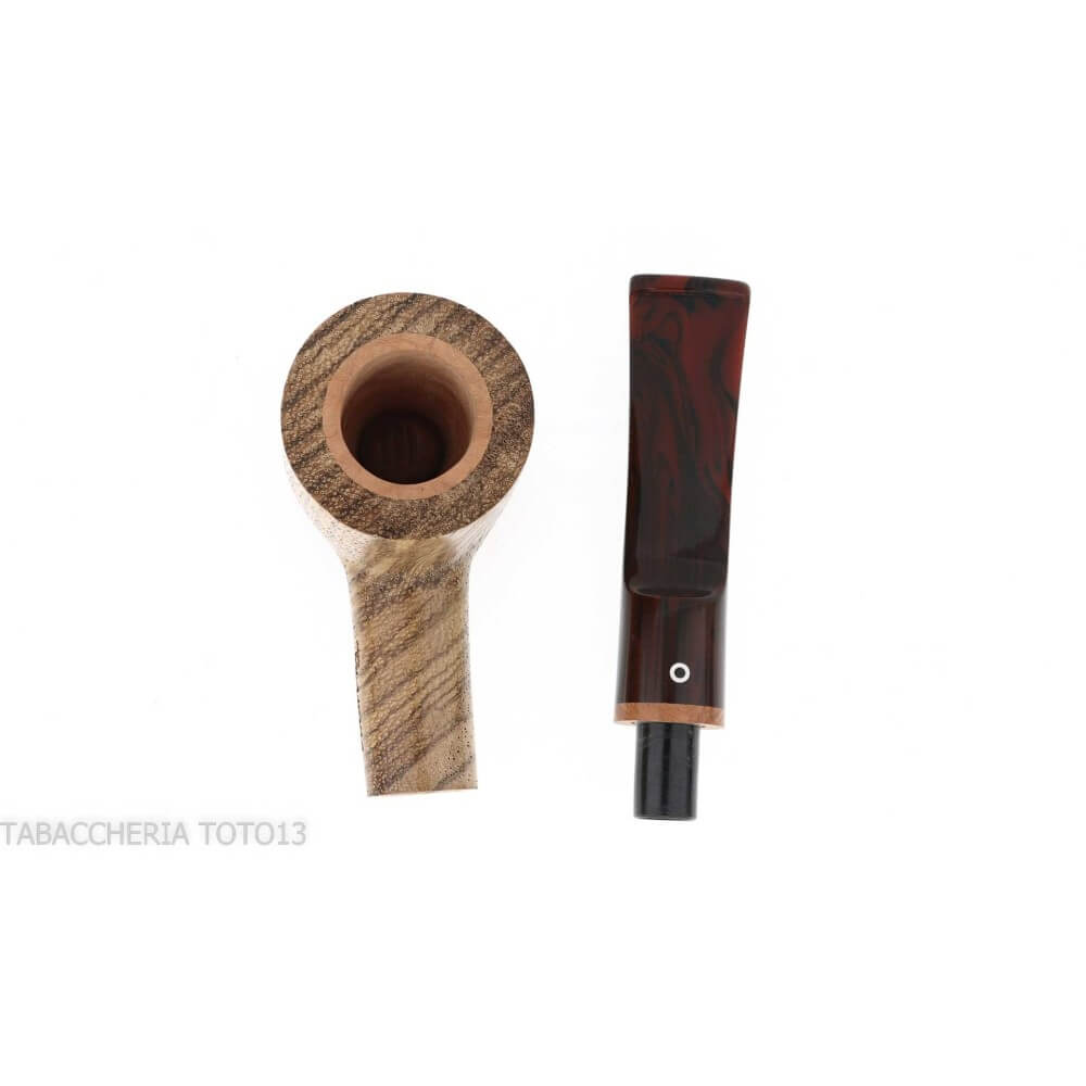 Pfeife der Strips-Serie im neuen Look, Zebrano-Finish, Billardform, Sattelmundstück - Talamona pipe