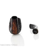 Pebble Grain pipa de billar doblado con chorro de arena oscuro-Ashton