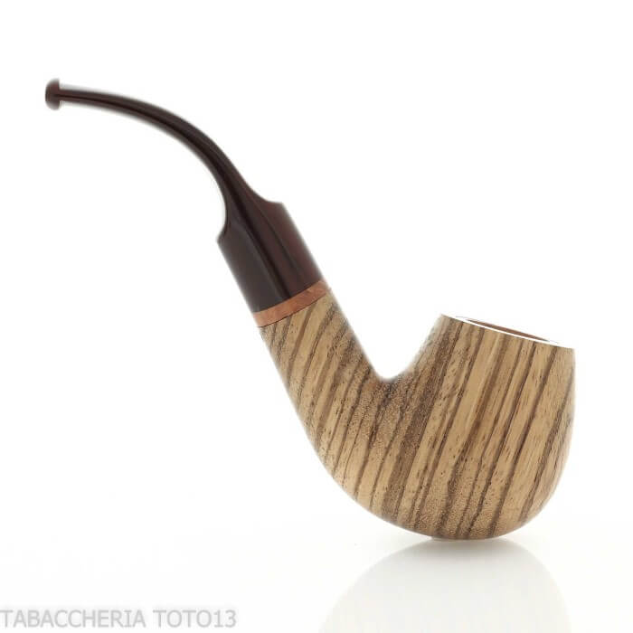 New look strips series pipe, zebrano finish, Apple shape, curved saddle stem Talamona pipe Talamona