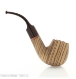 New look strips series pipe, zebrano finish, Apple shape, curved saddle stem - Tobacco Pipes - Wood