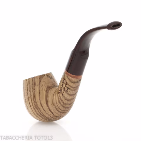 New look strips series pipe, zebrano finish, Apple shape, curved saddle stem - Tobacco Pipes - Wood