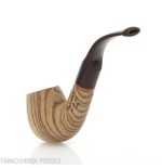 New look strips series pipe, zebrano finish, Apple shape, curved saddle stem - Tobacco Pipes - Wood