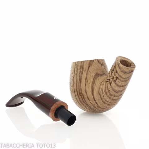 New look strips series pipe, zebrano finish, Apple shape, curved saddle stem - Tobacco Pipes - Wood