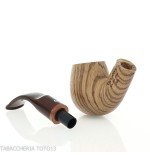 New look strips series pipe, zebrano finish, Apple shape, curved saddle stem - Tobacco Pipes - Wood