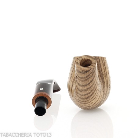 New look strips series pipe, zebrano finish, Apple shape, curved saddle stem - Tobacco Pipes - Wood