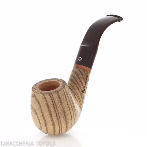 New look strips series pipe, zebrano finish, Apple shape, curved saddle stem - Tobacco Pipes - Wood