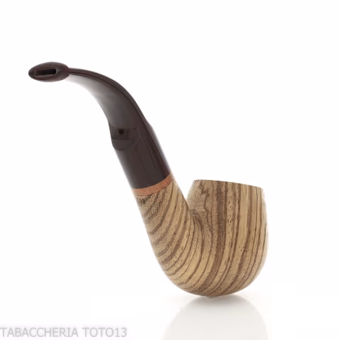 New look strips series pipe, zebrano finish, Apple shape, curved saddle stem - Tobacco Pipes - Wood