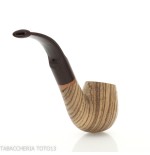 New look strips series pipe, zebrano finish, Apple shape, curved saddle stem - Tobacco Pipes - Wood