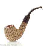 New look strips series pipe, zebrano finish, Apple shape, curved saddle stem - Tobacco Pipes - Wood