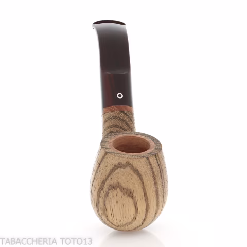 New look strips series pipe, zebrano finish, Apple shape, curved saddle stem - Tobacco Pipes - Wood