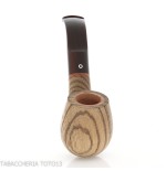 New look strips series pipe, zebrano finish, Apple shape, curved saddle stem - Tobacco Pipes - Wood