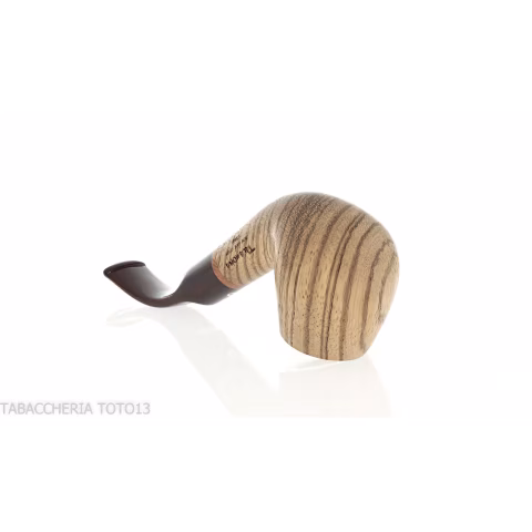 New look strips series pipe, zebrano finish, Apple shape, curved saddle stem - Tobacco Pipes - Wood