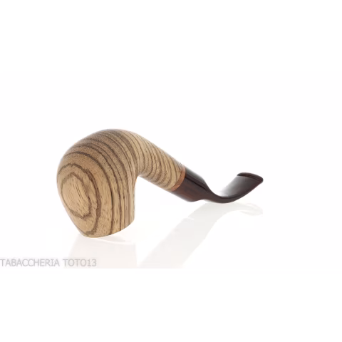 New look strips series pipe, zebrano finish, Apple shape, curved saddle stem - Tobacco Pipes - Wood