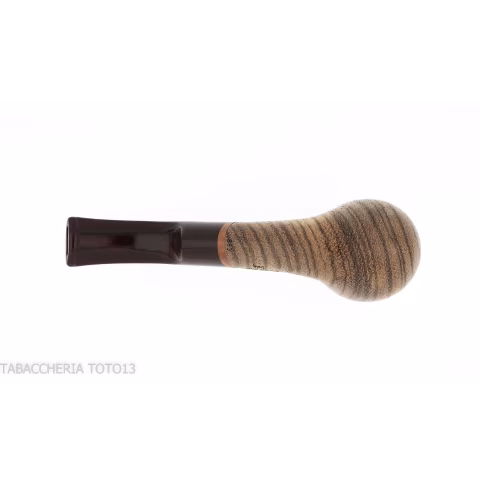 New look strips series pipe, zebrano finish, Apple shape, curved saddle stem - Tobacco Pipes - Wood