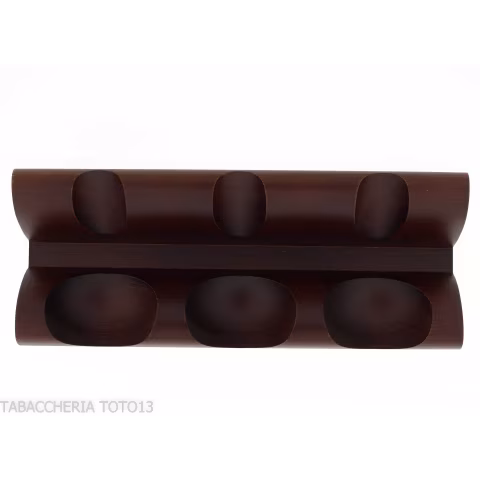 Three-place pipe rack in dark walnut wood - Accessories for tobacco pipes