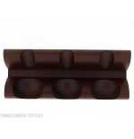 Three-place pipe rack in dark walnut wood - Accessories for tobacco pipes
