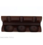Three-place pipe rack in dark walnut wood - Accessories for tobacco pipes