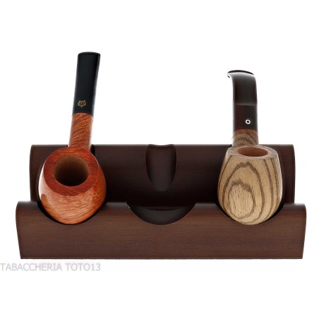 Three-place pipe rack in dark walnut wood - Accessories for tobacco pipes
