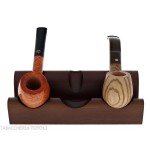 Three-place pipe rack in dark walnut wood - Accessories for tobacco pipes