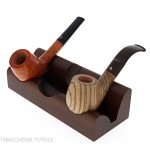 Three-place pipe rack in dark walnut wood - Accessories for tobacco pipes