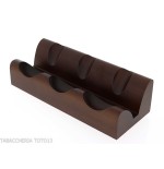 Three-place pipe rack in dark walnut wood - Accessories for tobacco pipes