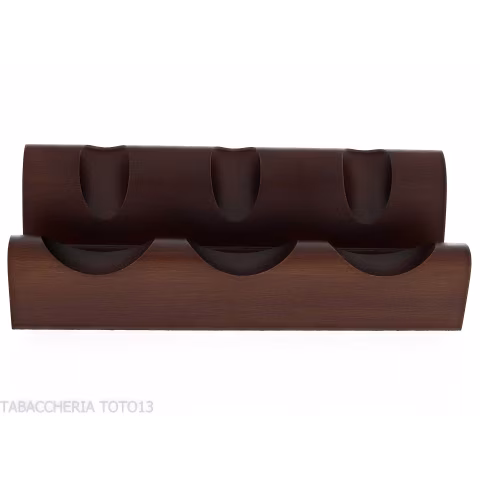 Three-place pipe rack in dark walnut wood - Accessories for tobacco pipes