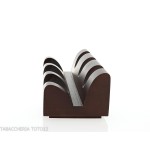 Three-place pipe rack in dark walnut wood - Accessories for tobacco pipes