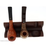 Three-place pipe rack in dark walnut wood - Accessories for tobacco pipes