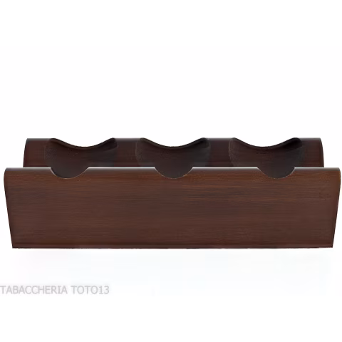 Three-place pipe rack in dark walnut wood - Accessories for tobacco pipes