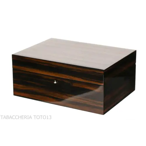 Gentili Caja humidificada para 20 puros con higrómetro acabado en ébano Makassar. - Accesorios Del Cigarro