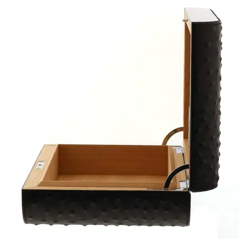 Gentili Caja humidificada para 20 puros en fibra de carbono y cuero. - Accesorios Del Cigarro