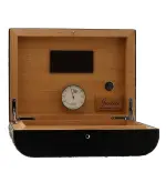 Gentili Caja humidificada para 20 puros en fibra de carbono y cuero. - Accesorios Del Cigarro