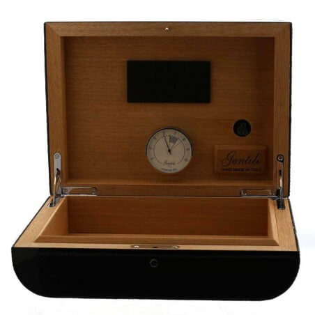 Gentili humidified box for 20 cigars in carbon fiber and leather Ebanisteria Gentili Fabrizio Srl Humidor and Showcases Wipes