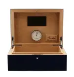 Gentili humidified box for 20 cigars with hygrometer, transparent blue finish - Accessories Cigar