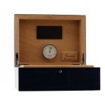 Gentili Befeuchtete Box für 20 Zigarren mit Hygrometer, transparente blaue Lackierung - Zubehör Cigar