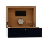 Gentili humidified box for 20 cigars with hygrometer, transparent blue finish - Accessories Cigar