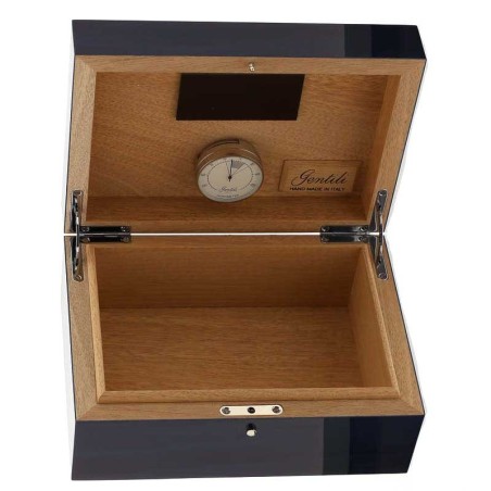 Gentili Befeuchtete Box für 20 Zigarren mit Hygrometer, transparente blaue Lackierung - Zubehör Cigar