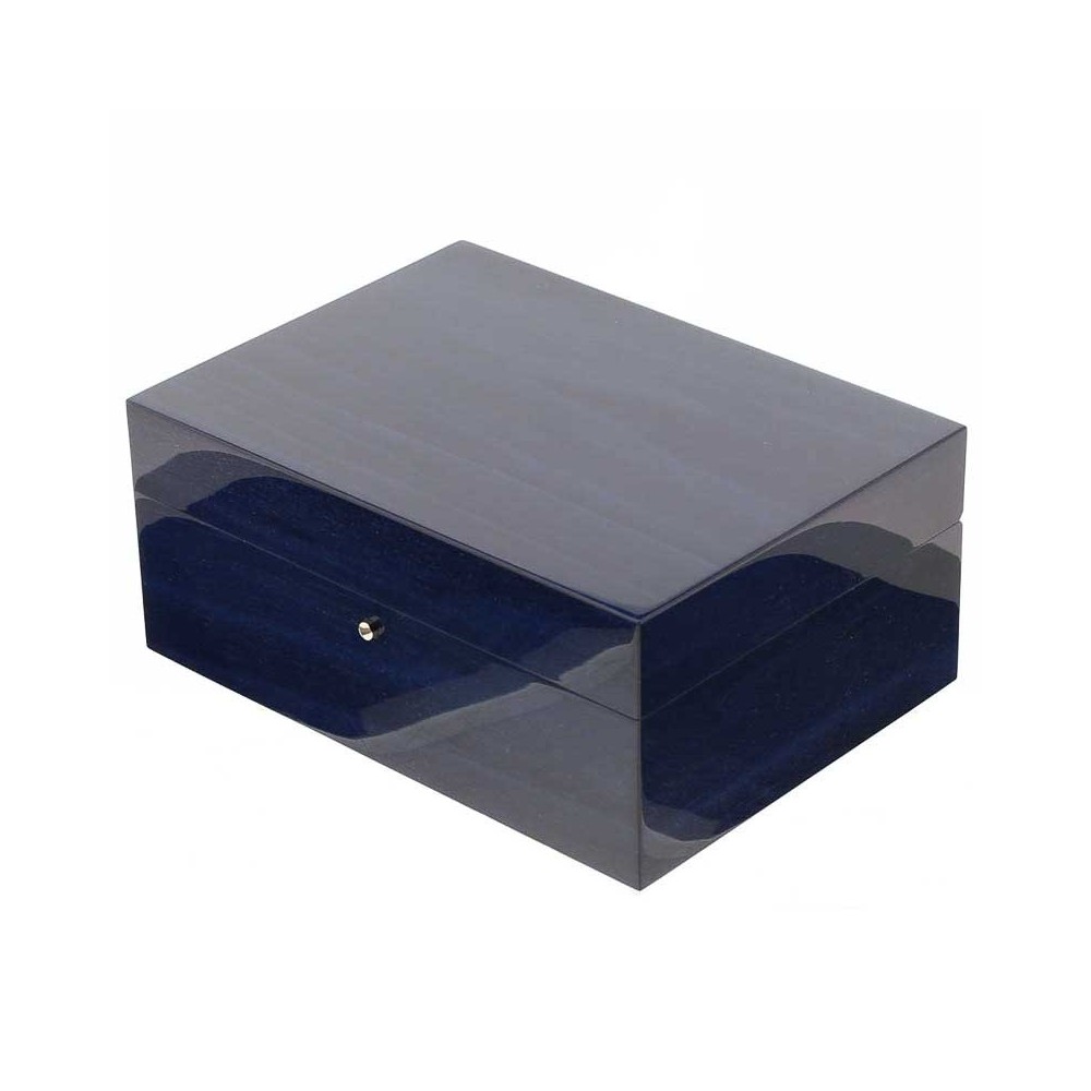 Gentili Befeuchtete Box für 20 Zigarren mit Hygrometer, transparente blaue Lackierung - Zubehör Cigar